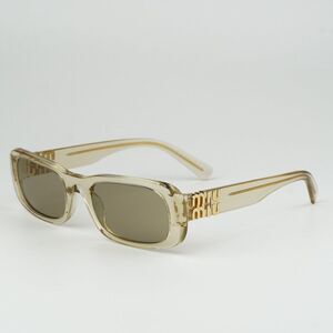 NEW Miu Miu MU08ZS 11T40F Sand Transparent Brown Rectangle Women Sunglasses